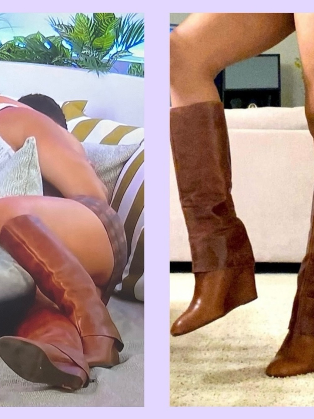 Madden Girl Tall Brown Leather Wedge Knee Boots